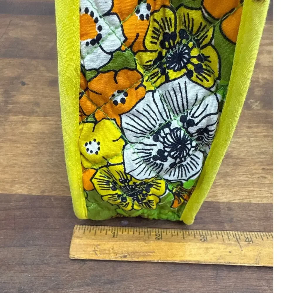 Design Thai Retro 60's Quilted Make-up Cosmetic Travel Bag Vibrant Colors Floral